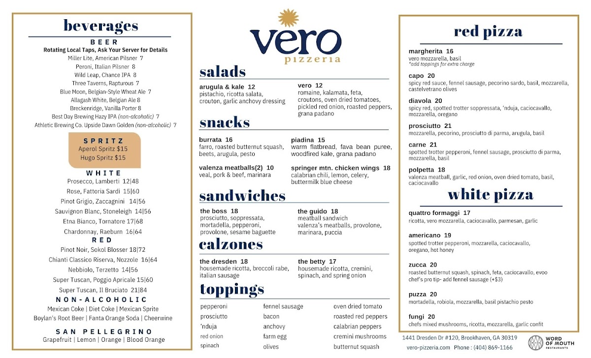 Menu Vero Pizzeria-1